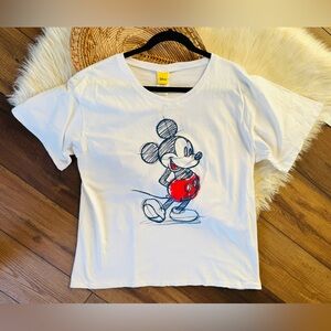 Disney Mickey Mouse Sketch Drawing White Short Sleeve Shirt Size 1x